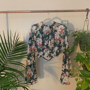Olive Floral Top